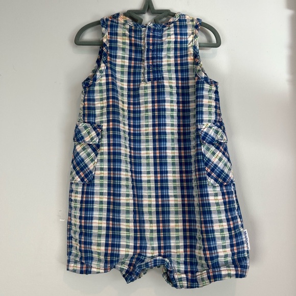 Healthtex Plaid Frog Romper Blue Green Orange 24M Boys - Picture 2 of 6